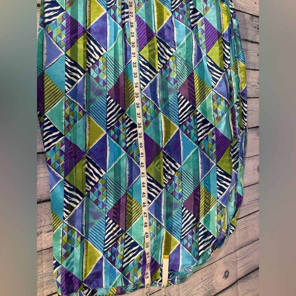 VINTAGE La Chemise USA Blue Purple Retro Kaftan Dress Kimono Colorful Coverup L - Picture 14 of 14